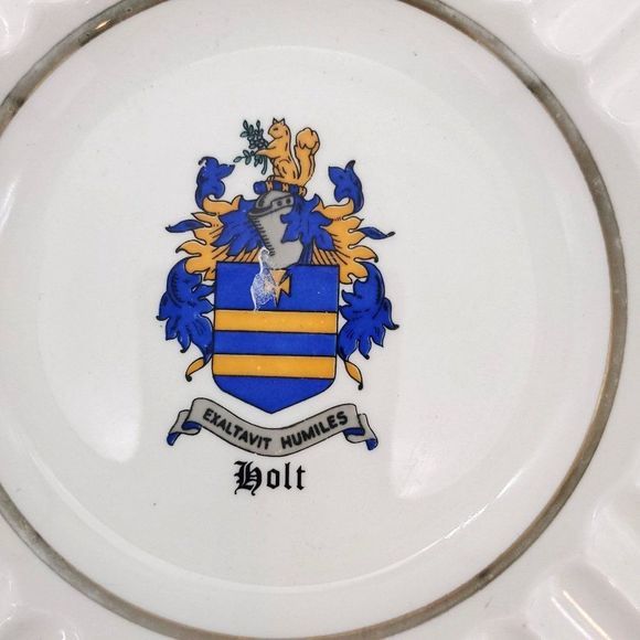 Vintage Holt England Crest Cigarette Ashtray Dish Porcelain Collectible Retro UK - Picture 2 of 6